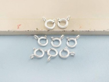 8 of 925 Sterling Silver Spring Ring Clasps 7 mm.