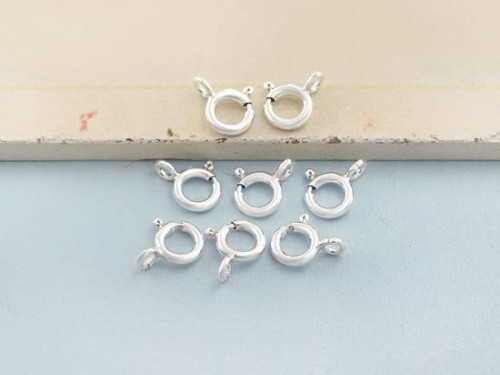 8 of 925 Sterling Silver Spring Ring Clasps 7 mm.