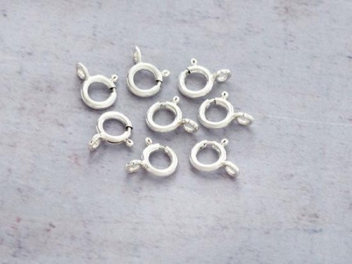 8 of 925 Sterling Silver Spring Ring Clasps 7 mm.