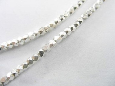 75 of Karen Hill Tribe Silver Faceted Beads 2mm. 6.5 "