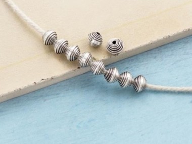 Karen Hill Tribe Silver Wrapped Beads 5 mm.