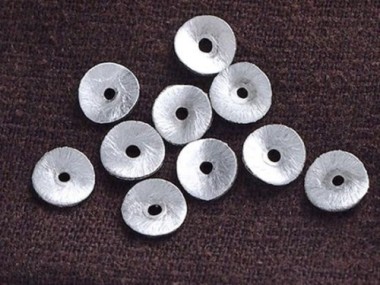 Karen Hill Tribe Silver Brushed Curve Disc Beads 7.5 mm.