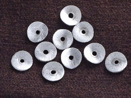 15 of Karen Hill Tribe Silver Brushed Curve Disc Beads 7.5 mm.