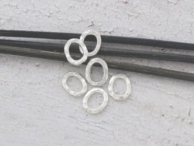 Karen Hill Tribe Silver Hammered Oval Closed Jump Rings 8.5x10.8 mm.