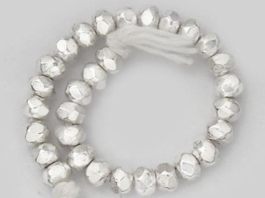 Karen Hill Tribe Silver Faceted Seed Beads 4x2.5 mm.