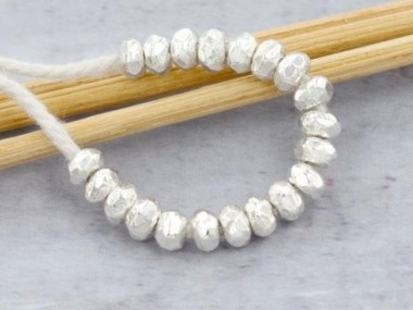 Karen Hill Tribe Silver Faceted Seed Beads 4x2.5 mm.