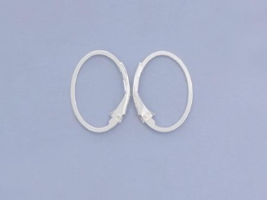 925 Sterling Silver Oval Leverback Ear Wires 12x17 mm.