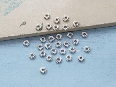 925 Sterling Silver Spiral Spacer Beads 4.3 mm.