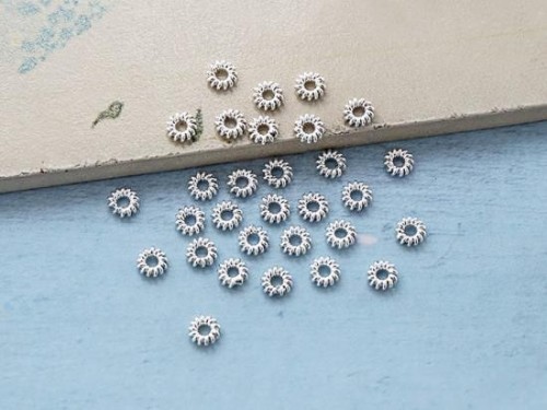 30 of 925 Sterling Silver Spiral Spacer Beads 4.3 mm.