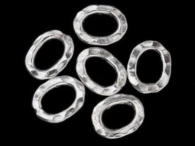 Karen Hill Tribe Silver Hammer Oval Closed Jump Rings 6.5x9 mm.