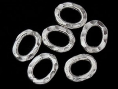 Karen Hill Tribe Silver Hammer Oval Closed Jump Rings 6.5x9 mm.