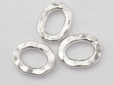 Karen Hill Tribe Silver Hammer Oval Closed Jump Rings 6.5x9 mm.