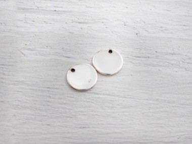 925 Sterling Silver Round Disc Tag Charms 10 mm.