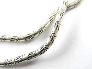 Karen Hill Tribe Silver Leaf Imprint Curve Beads 2.2x21 mm.