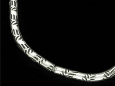 Karen Hill Tribe Silver Leaf Imprint Curve Beads 2.2x21 mm.