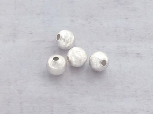 4 of Karen Hill Tribe Silver Brushed Round Beads 8.5x8 mm.