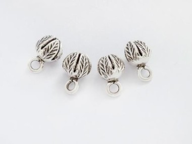 4 of Karen Hill Tribe Silver Lotus Charms 6.5x7 mm.