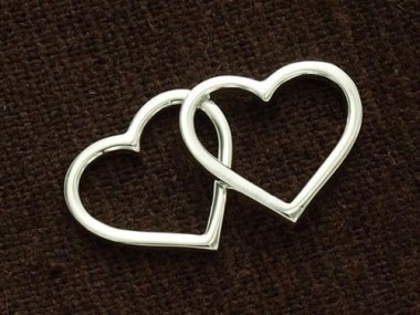 2 of 925 Sterling Silver Heart Pendants, Heart Links 12.3x14 mm.