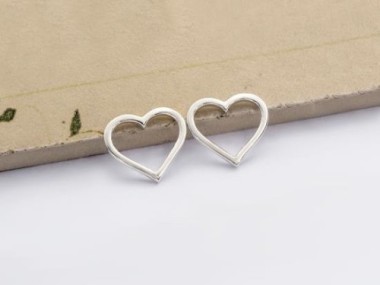 925 Sterling Silver Heart Pendants, Heart Links 12.3x14 mm.