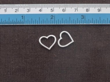 925 Sterling Silver Heart Pendants, Heart Links 12.3x14 mm.