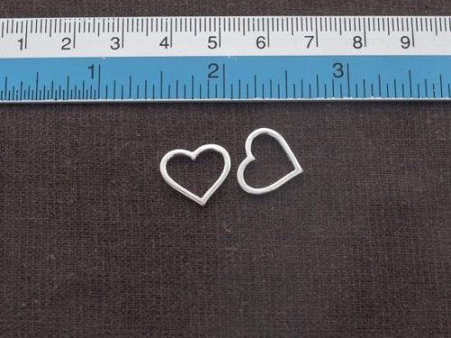 2 of 925 Sterling Silver Heart Pendants, Heart Links 12.3x14 mm.