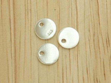 925 Sterling Silver Round Disc Tag Charms 6 mm.