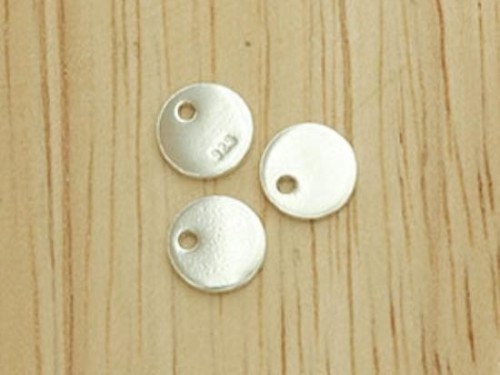 8 of 925 Sterling Silver Round Disc Tag Charms 6 mm.