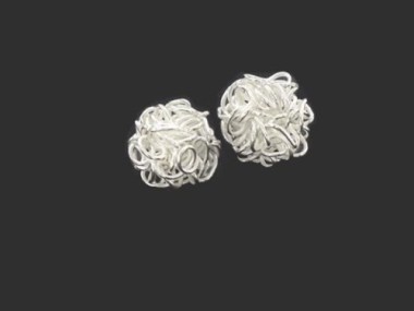 2 of Karen Hill Tribe Silver Wire Ball Beads 11.5x12 mm.