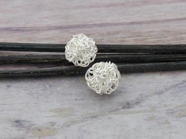 Karen Hill Tribe Silver Wire Ball Beads 11.5x12 mm.