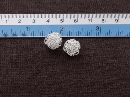 2 of Karen Hill Tribe Silver Wire Ball Beads 11.5x12 mm.