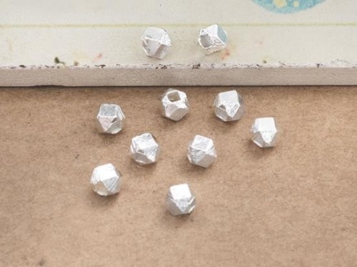 10 of Karen Hill Tribe Silver Facet Beads 4.3 mm.