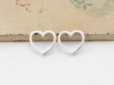 925 Sterling Silver Heart Links 13.5mm.