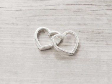 925 Sterling Silver Heart Links 13.5mm.