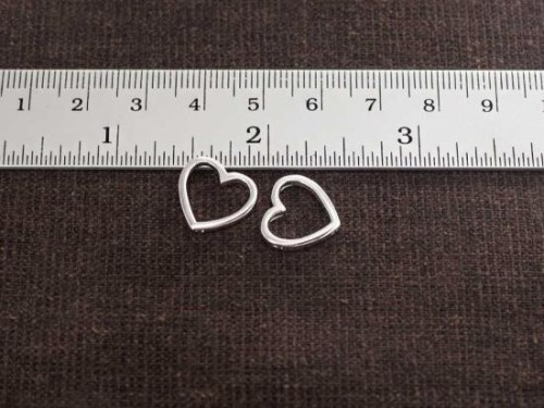 2 of 925 Sterling Silver Heart Links 13.5mm.