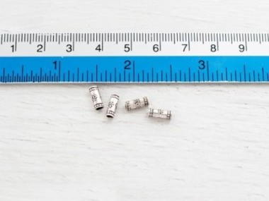 Karen Hill Tribe Silver Imprint Tubular Beads 2.7x8 mm.