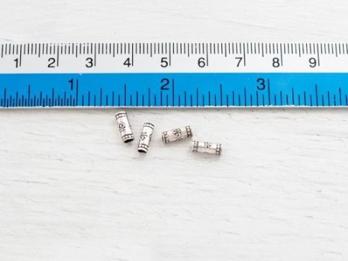 20 of Karen Hill Tribe Silver Imprint Tubular Beads 2.7x8 mm.