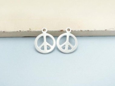 2 of 925 Sterling Silver Peace Sign Charms 12 mm.