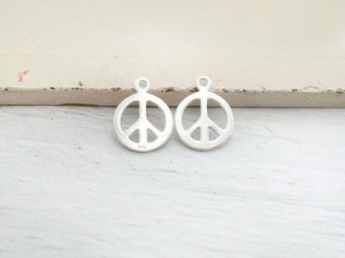 925 Sterling Silver Peace Sign Charms 12 mm.