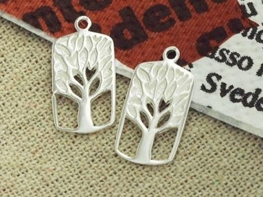 2 of 925 Sterling Silver Tree of Life Charms 9.5x19mm. Polished finish