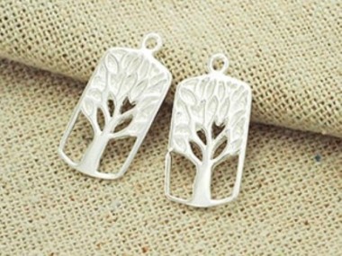 925 Sterling Silver Tree of Life Charms 9.5x19mm.