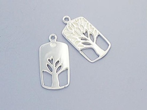 2 of 925 Sterling Silver Tree of Life Charms 9.5x19mm. Polished finish