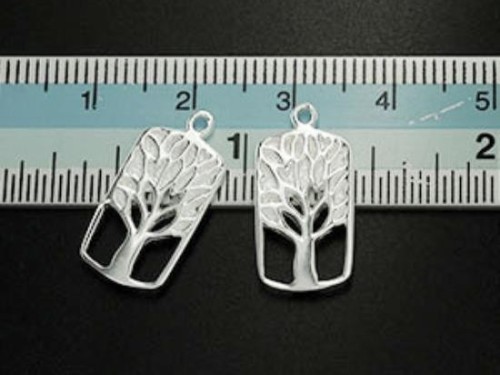 2 of 925 Sterling Silver Tree of Life Charms 9.5x19mm. Polished finish