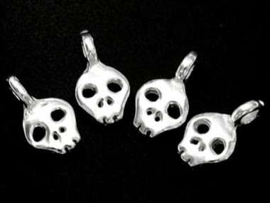 6 of 925 Sterling Silver Skull Charms 4.7x5.8mm.