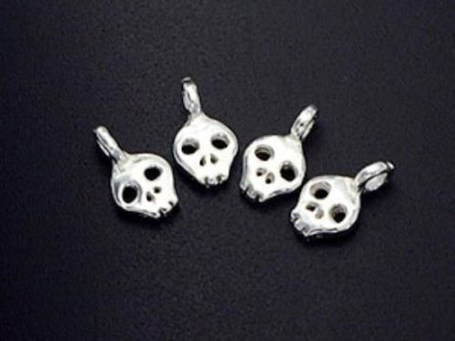 6 of 925 Sterling Silver Skull Charms 4.7x5.8mm.