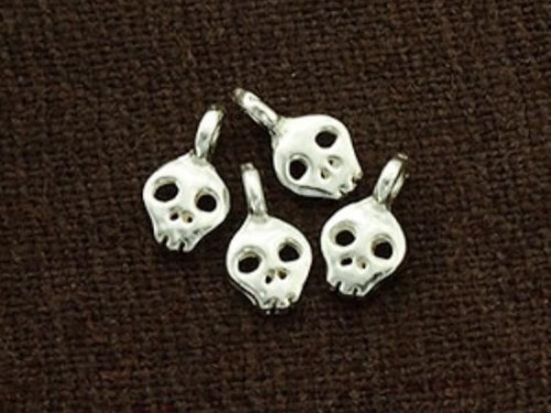 6 of 925 Sterling Silver Skull Charms 4.7x5.8mm.