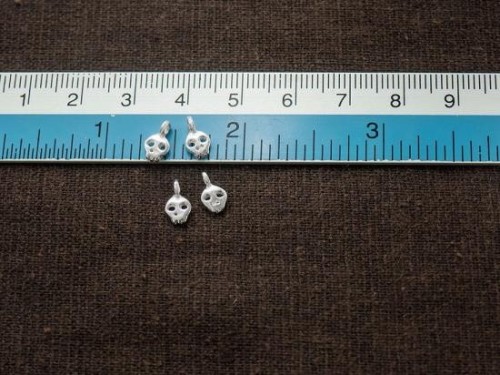 6 of 925 Sterling Silver Skull Charms 4.7x5.8mm.