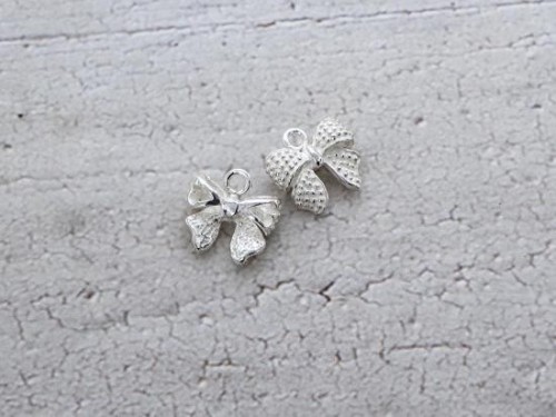 2 of 925 Sterling Silver Bow Charms 9x10 mm.