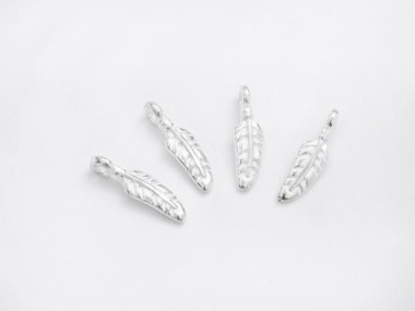 925 Sterling Silver Feather Charms 3.5x13 mm.