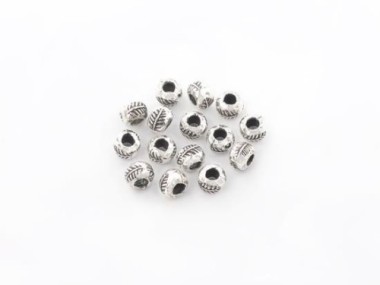 Karen Hill Tribe Silver Leaf Imprint Beads 5x3.5 mm.