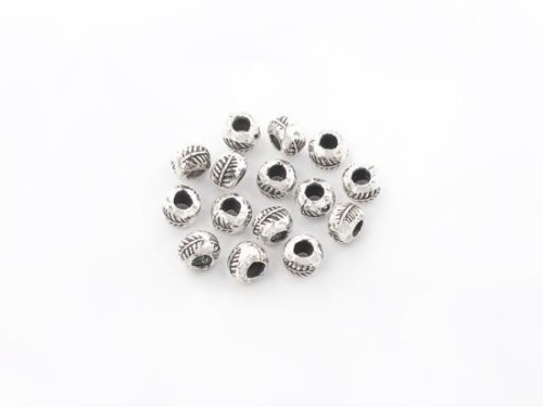 15 of Karen Hill Tribe Silver Leaf Imprint Beads 5x3.5 mm.